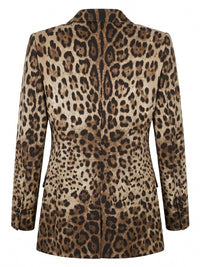 Dolce & Gabbana Women Turlington Leo-Print Wool Double-Breasted Jacket