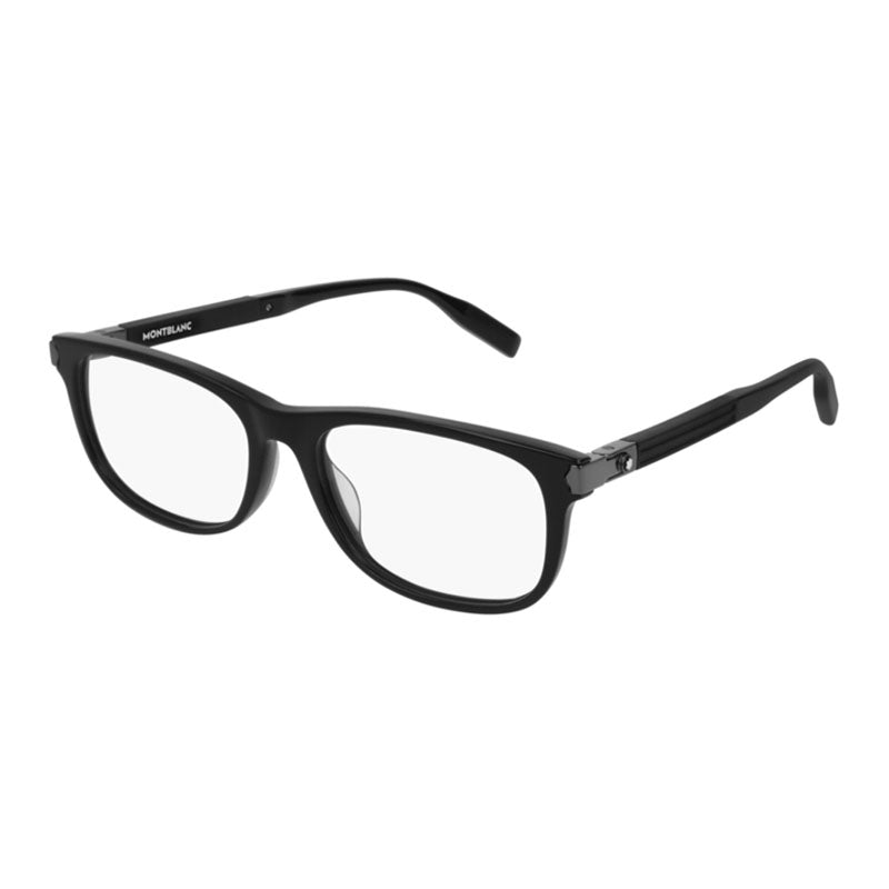 Montblanc Eyeglasses Square Full Rim, Shiny Black Frame and Clear Demo Lens Lens MB0036O005