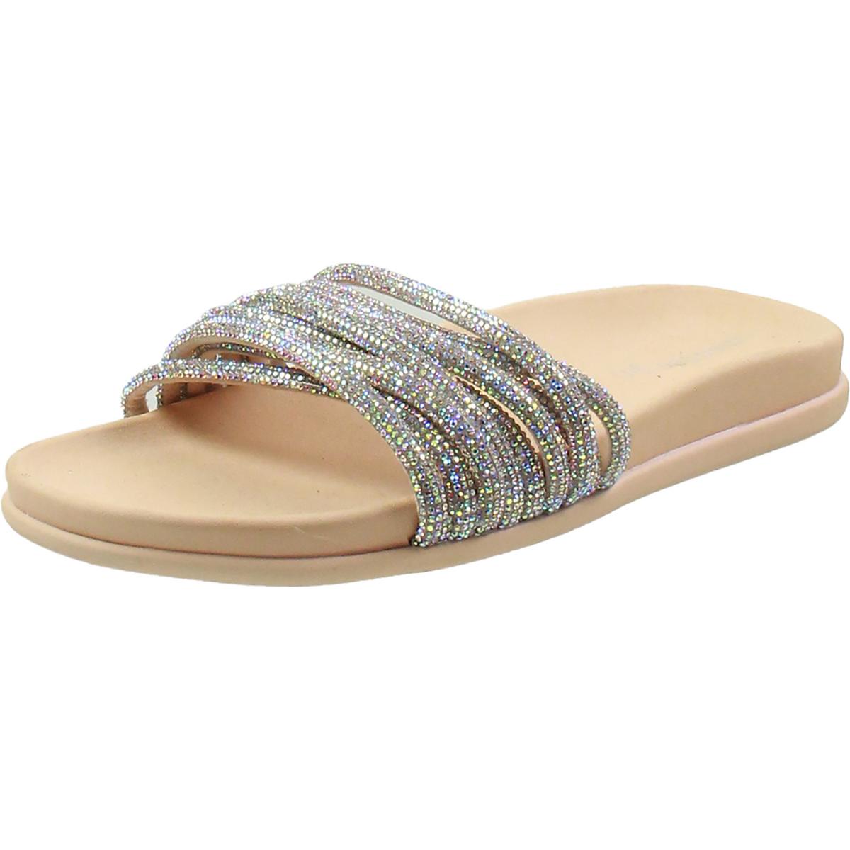 Womens Embellished Slide Sandals 9.5 Medium Blush Multi