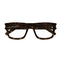 Saint Laurent Eyeglasses Square Full Rim, Havana Frame and Clear Demo Lenses Lens SL574002