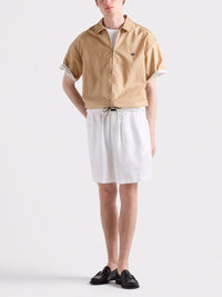 Prada Men Short-Sleeved Re-Nylon Zipper Shirt