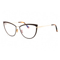 Tom Ford Eyeglasses Cat Eye Full Rim, Shiny Black/Gold Frame and Clear Blue Light Block Lens FT5877-B001