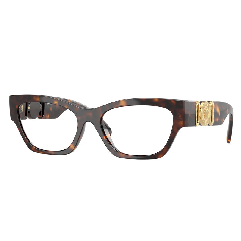 Versace Eyeglasses Cat Eye Full Rim, Havana Frame and Clear Demo Lenses Lens VE3367U108