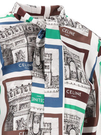 Celine Celine Women Printed Silk Tie-Neck Shirt