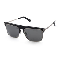 Loewe Loewe Sunglasses Square Full Rim, Silver Black Leather Frame and Smoke Lens LW40006U20A