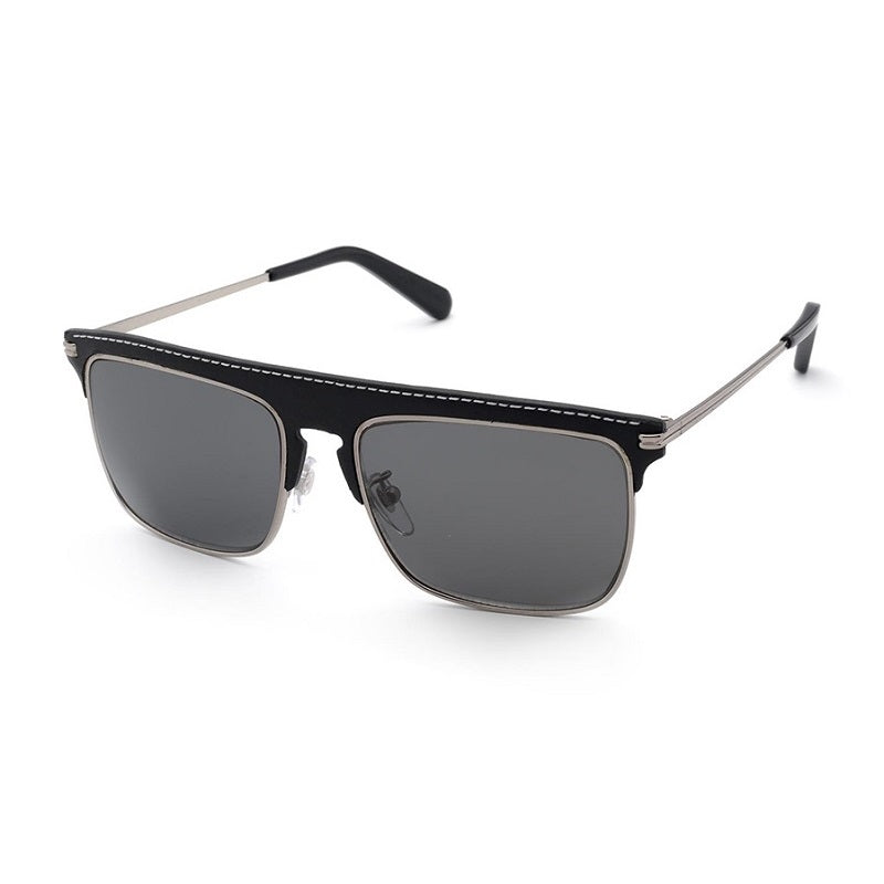 Loewe Loewe Sunglasses Square Full Rim, Silver Black Leather Frame and Smoke Lens LW40006U20A