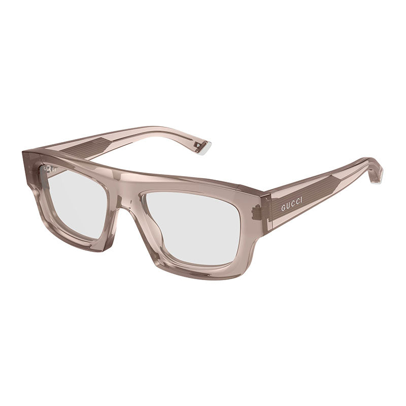 Gucci Gucci Square Full Rim, with a Transparent Pink frame and Clear lens.