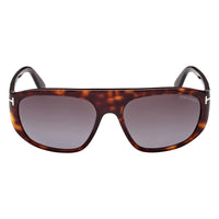 Tom Ford Sunglasses Aviator Full Rim, Shiny Black Frame and Roviex Lens FT100201J