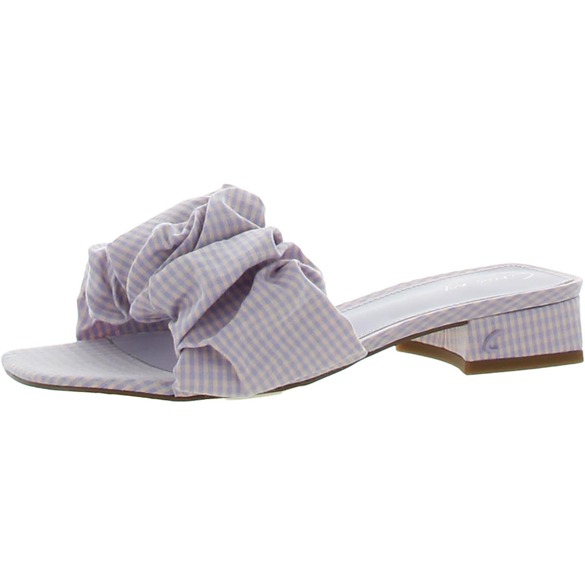 Janis Womens Gathered Slide Sandals Lilac Multi Check