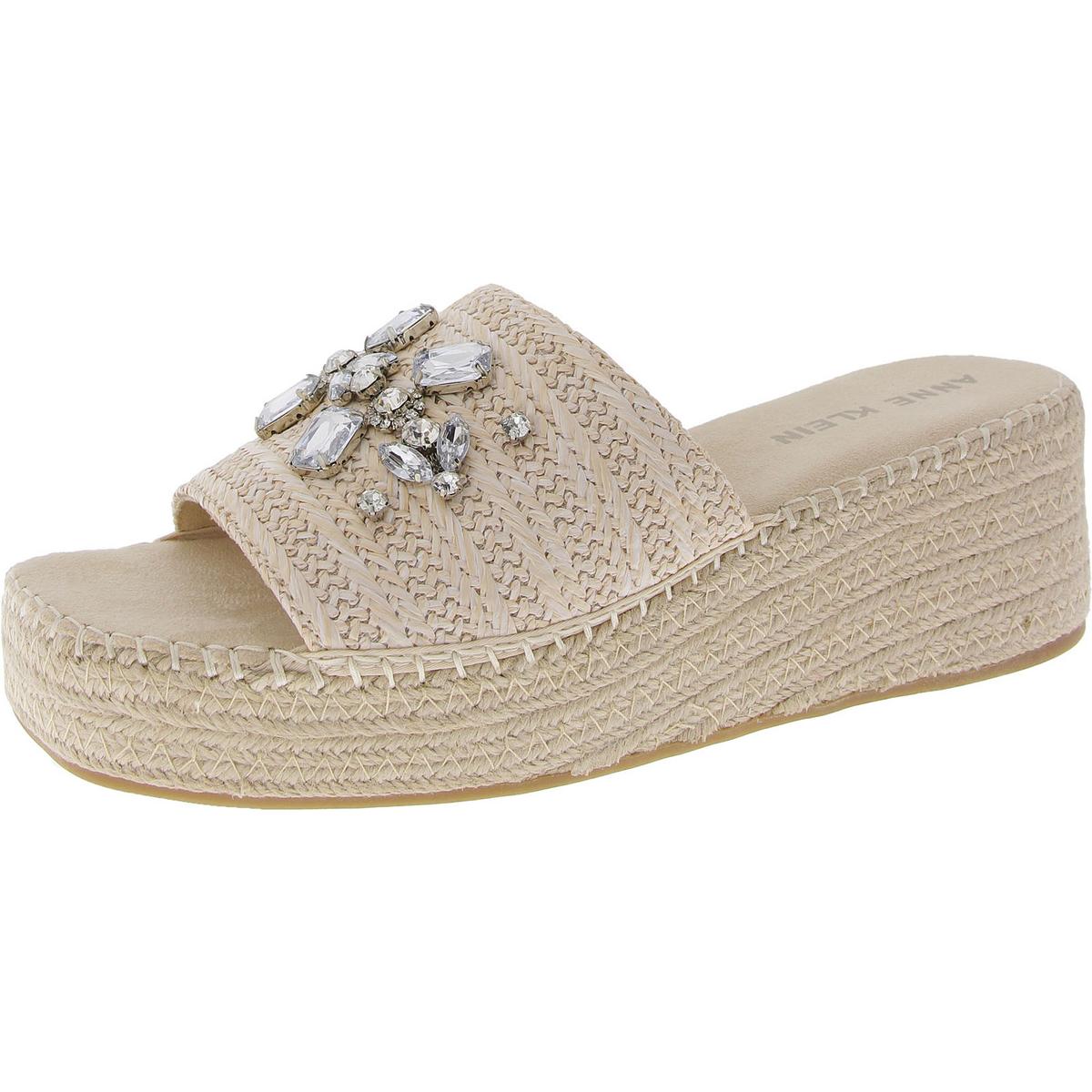 Crystal Womens Rhinestone Woven Slide Sandals