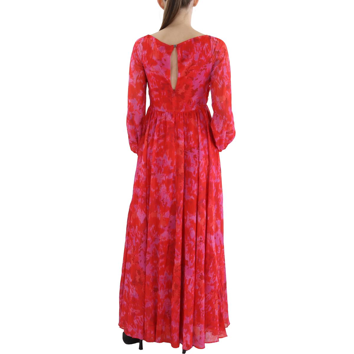 Womens Floral Print Full Length Evening Dress