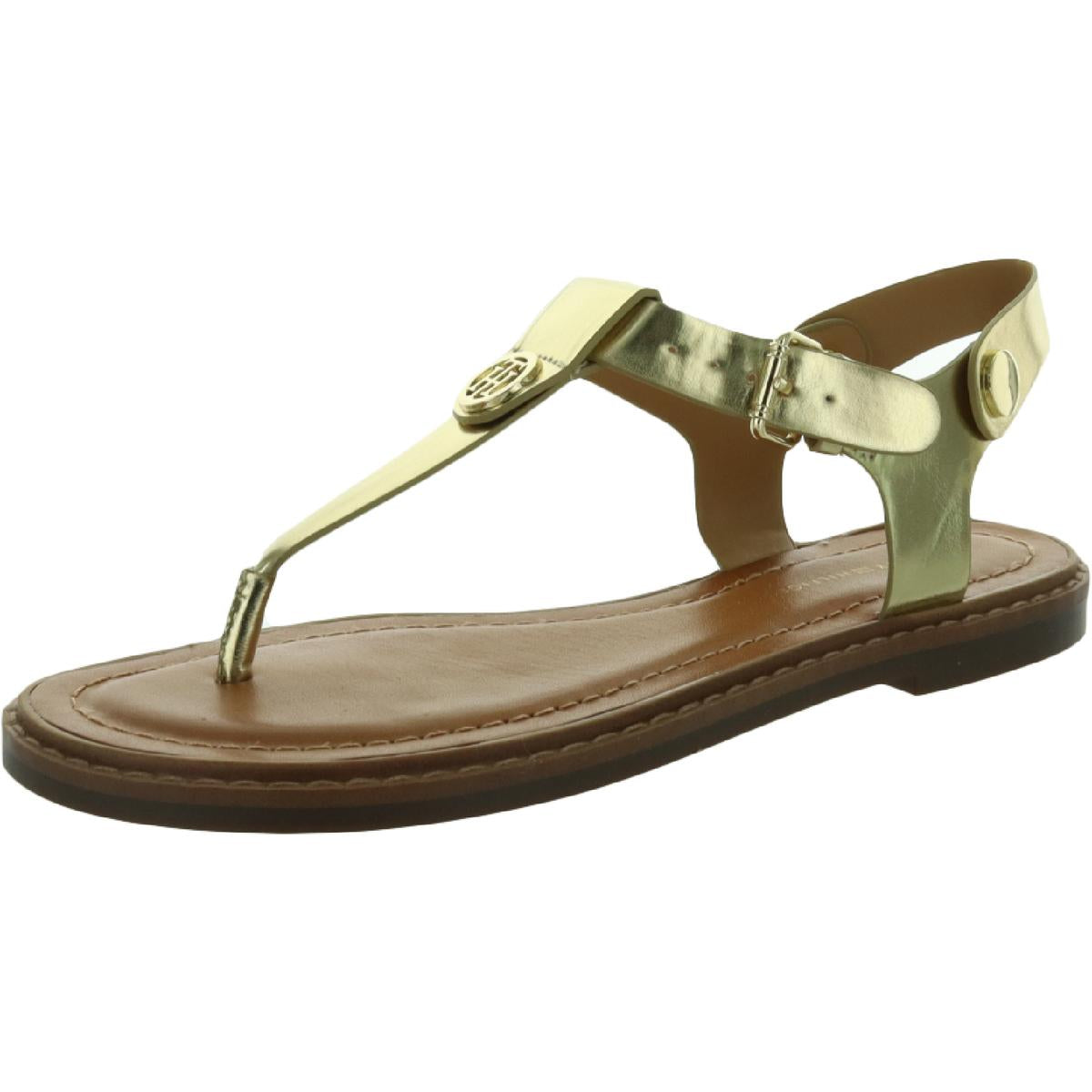 Bennia Womens Embellished Faux Leather Thong Sandals