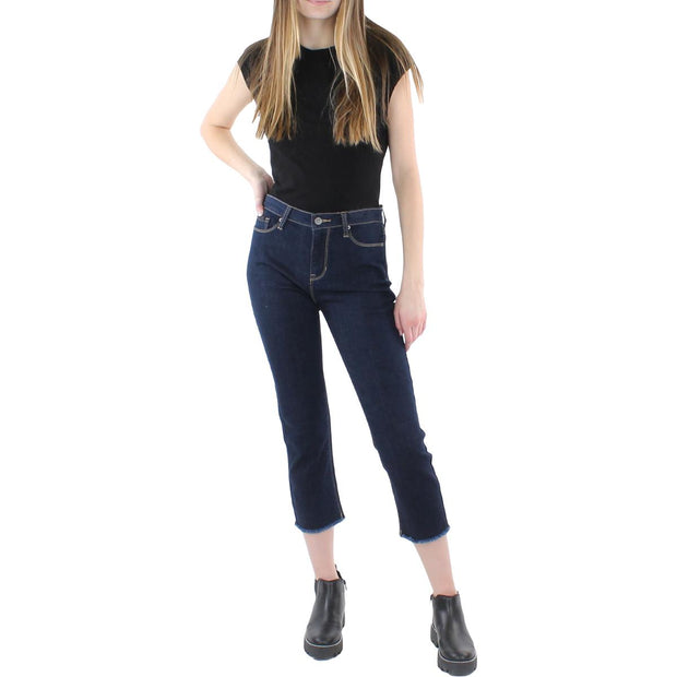 Rivington Womens Frayed Hem Denim Cropped Jeans