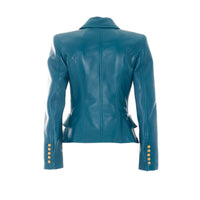 Balmain Women 6 Buttons Double Breasted Leather Jacket