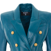 Balmain Women 6 Buttons Double Breasted Leather Jacket