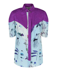 Stella McCartney Womens Roxanne Silk Blouse 42 Multi Blue