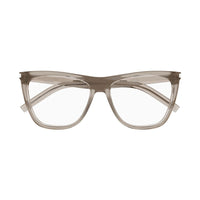 Saint Laurent Eyeglasses Square Full Rim, Brown Frame and Clear Demo Lenses Lens SL518004