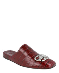Balenciaga Womens Croc Embossed Leather Cosy BB Mule
