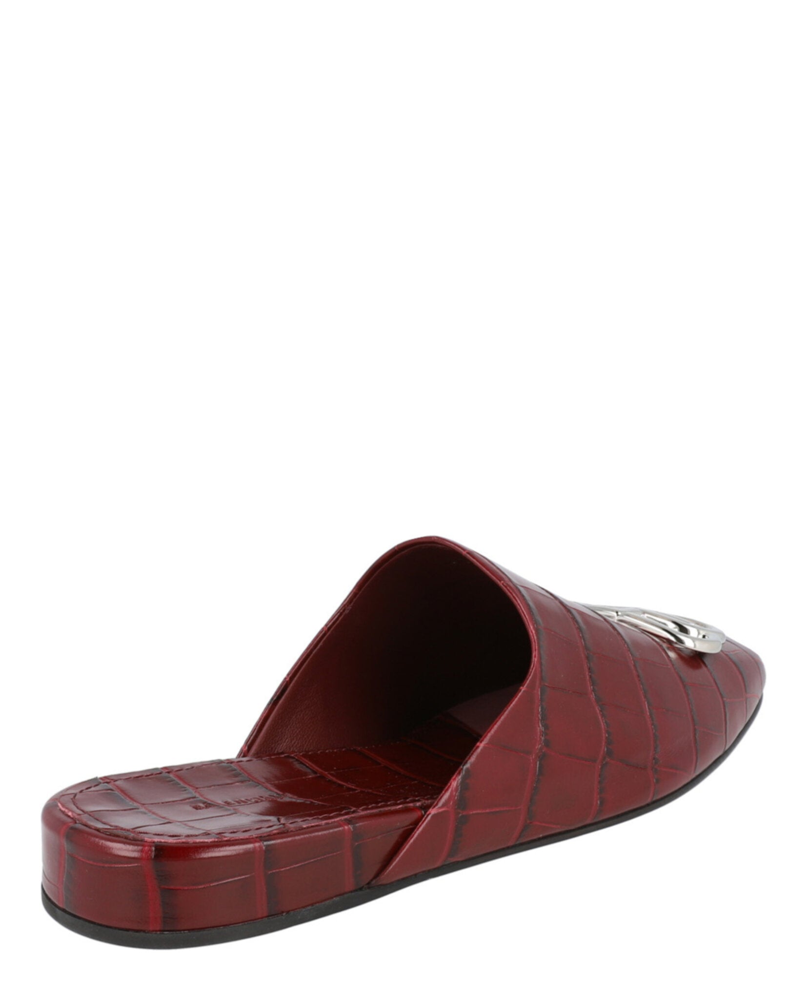 Balenciaga Womens Croc Embossed Leather Cosy BB Mule