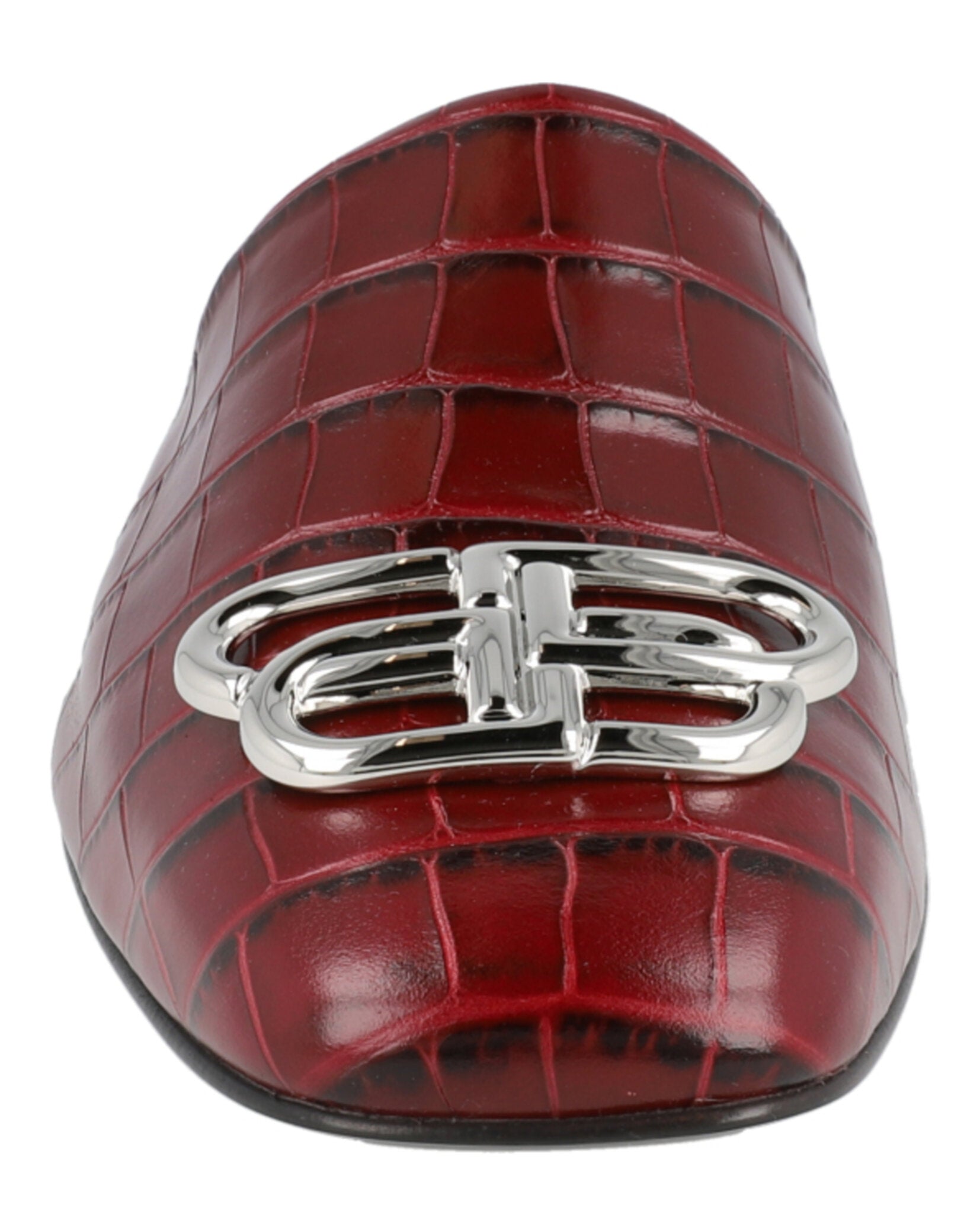 Balenciaga Womens Croc Embossed Leather Cosy BB Mule