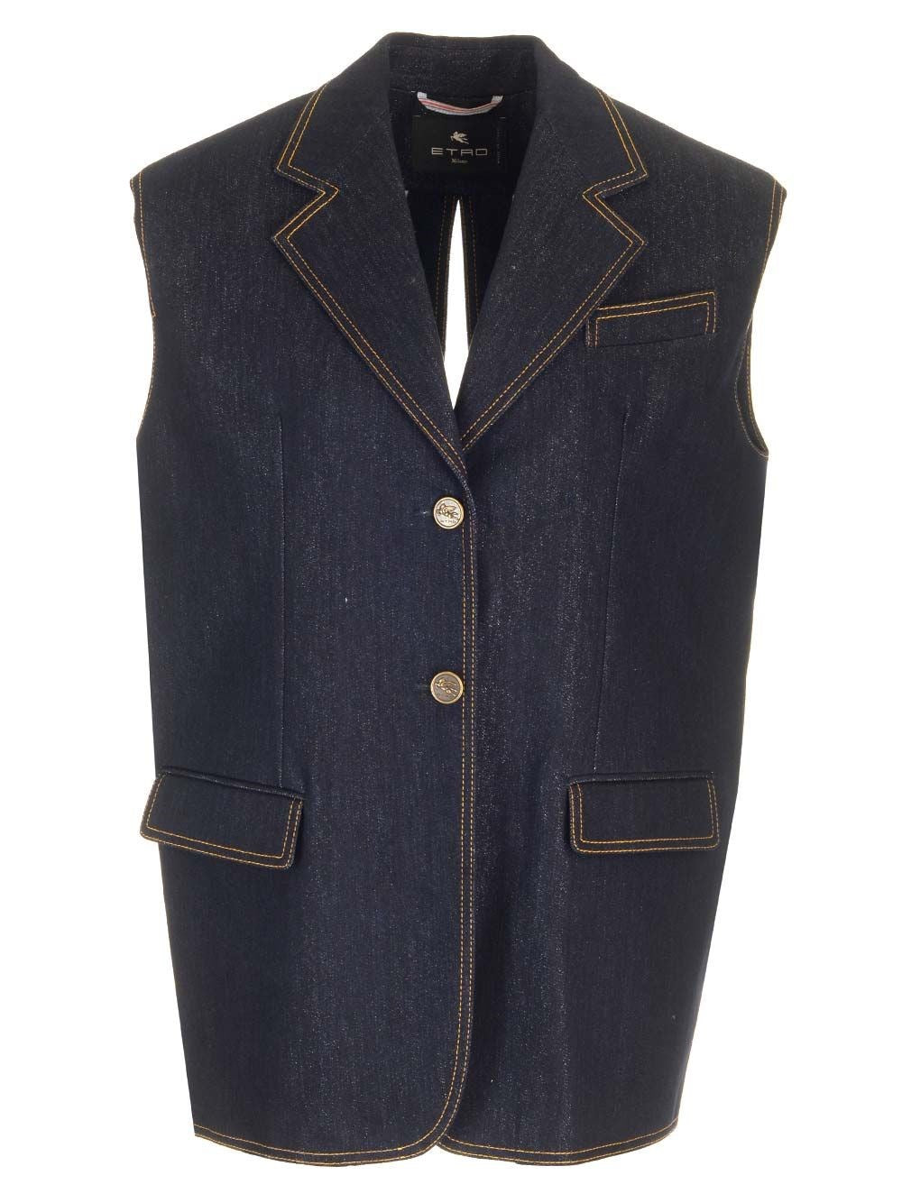 Etro Women Denim Waistcoat