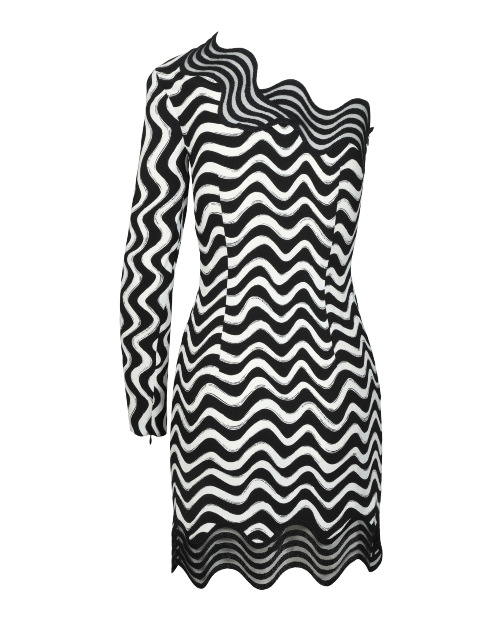 Stella McCartney Womens Wave-Print One-Shoulder Mini Dress