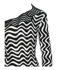 Stella McCartney Womens Wave-Print One-Shoulder Mini Dress