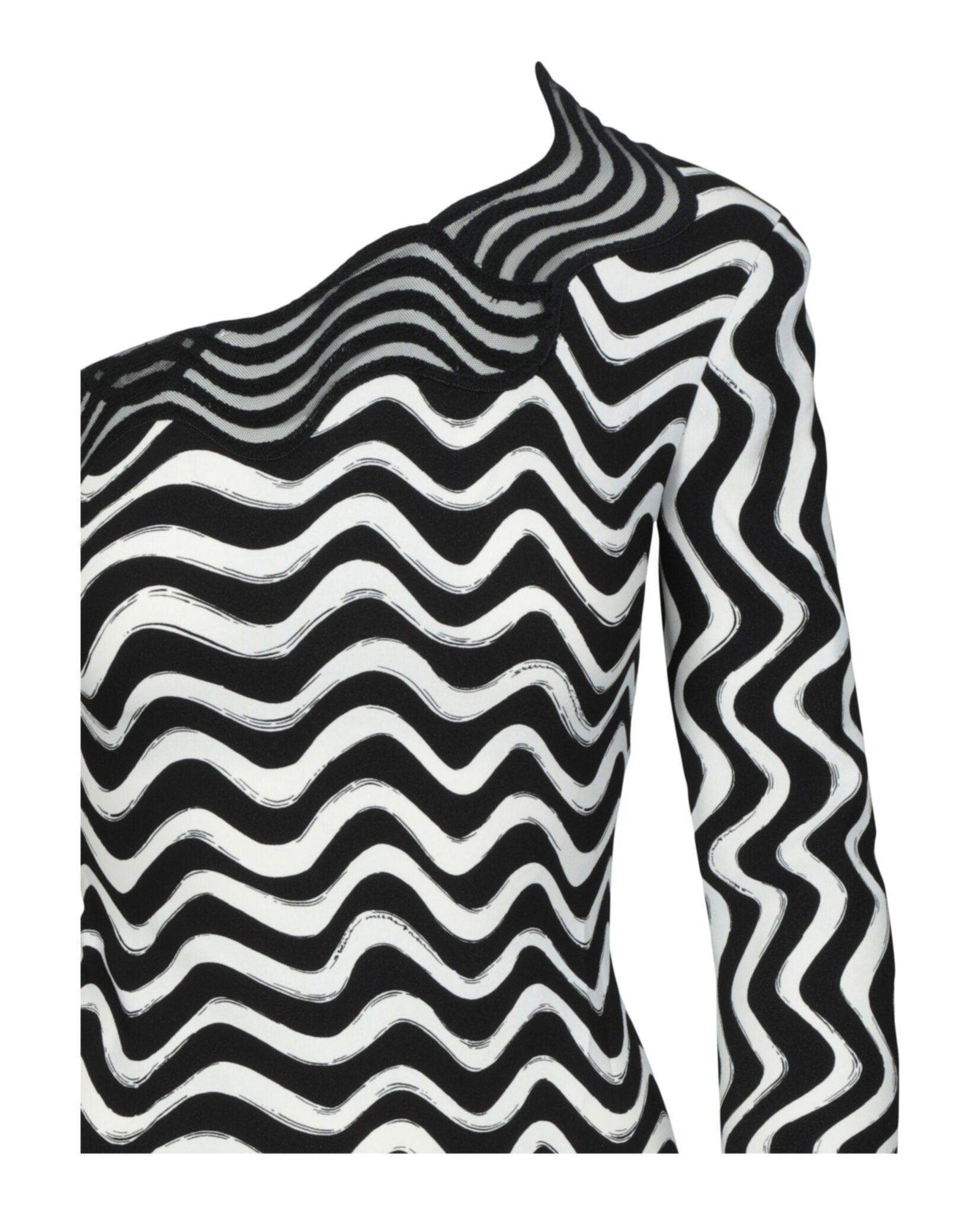 Stella McCartney Womens Wave-Print One-Shoulder Mini Dress