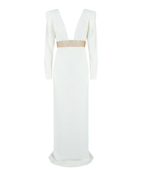 Stella McCartney Womens Long Sleeve Plunging-Neck Gown