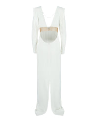 Stella McCartney Womens Long Sleeve Plunging-Neck Gown