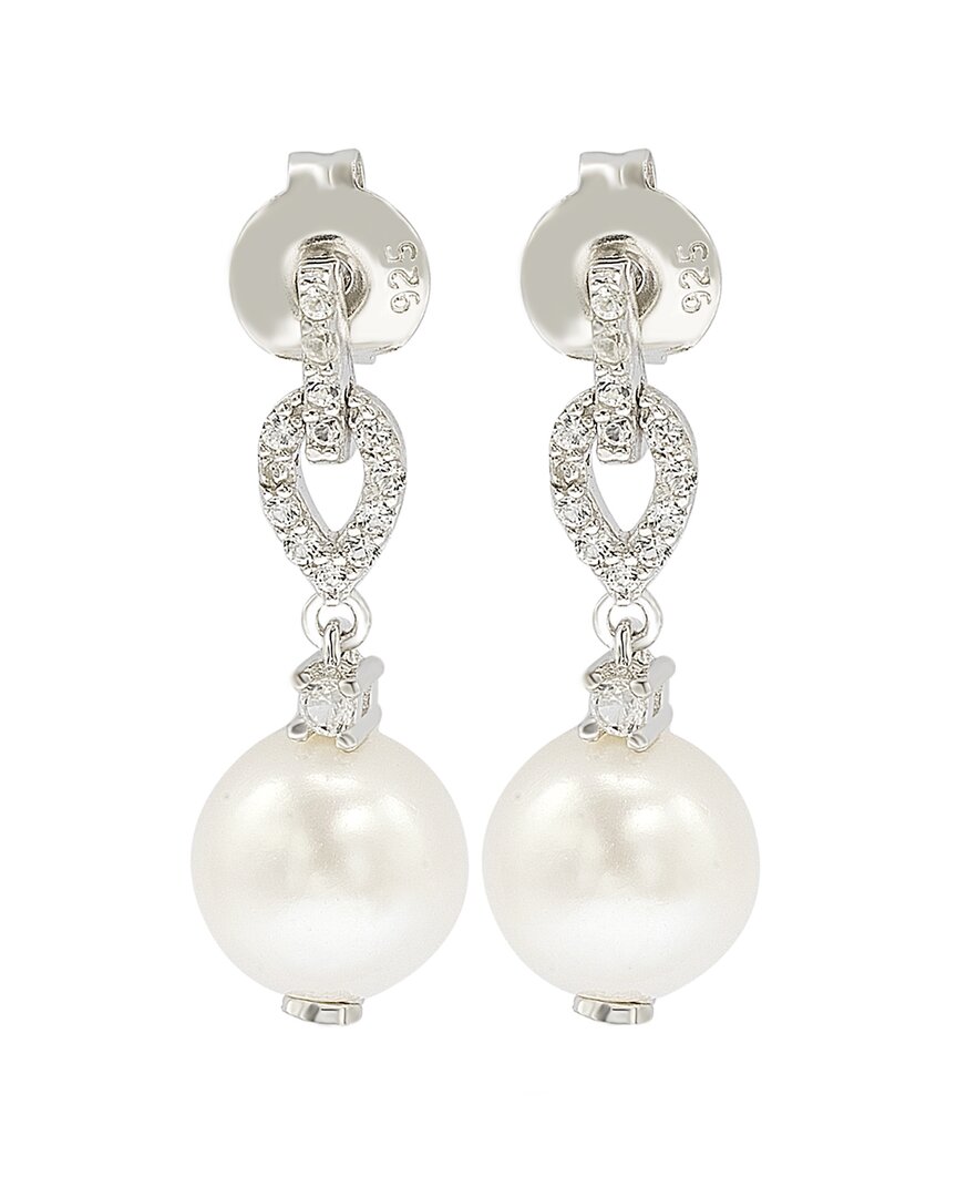 Suzy Levian Silver 0.28 Ct. Tw. Sapphire & 8Mm Pearl Drop Earrings
