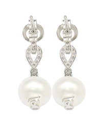 Suzy Levian Silver 0.28 Ct. Tw. Sapphire & 8Mm Pearl Drop Earrings