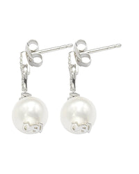 Suzy Levian Silver 0.28 Ct. Tw. Sapphire & 8Mm Pearl Drop Earrings