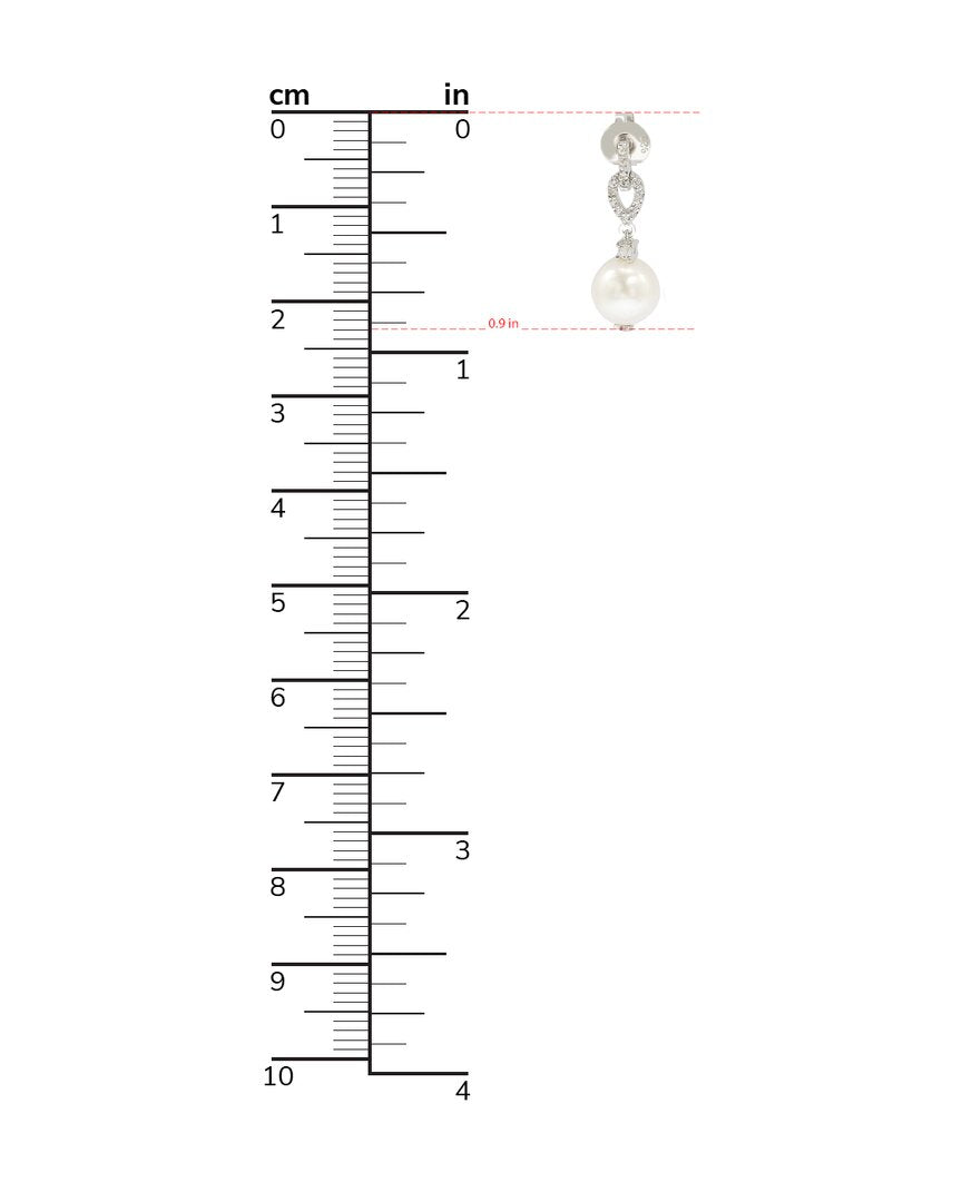 Suzy Levian Silver 0.28 Ct. Tw. Sapphire & 8Mm Pearl Drop Earrings