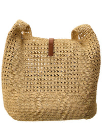 Saint Laurent Crochet Raffia & Leather Hobo Bag