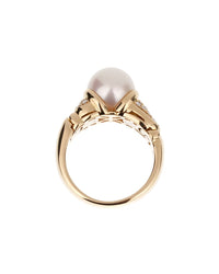 Pre-Owned Bulgari 18K 0.30 Ct. Tw. Diamond & 9.2Mmmm Pearl Cocktail Ring (Authentic