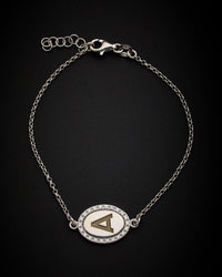 18K Italian Gold Over Silver 0.15 Ct. Tw. Diamond Initial Bracelet