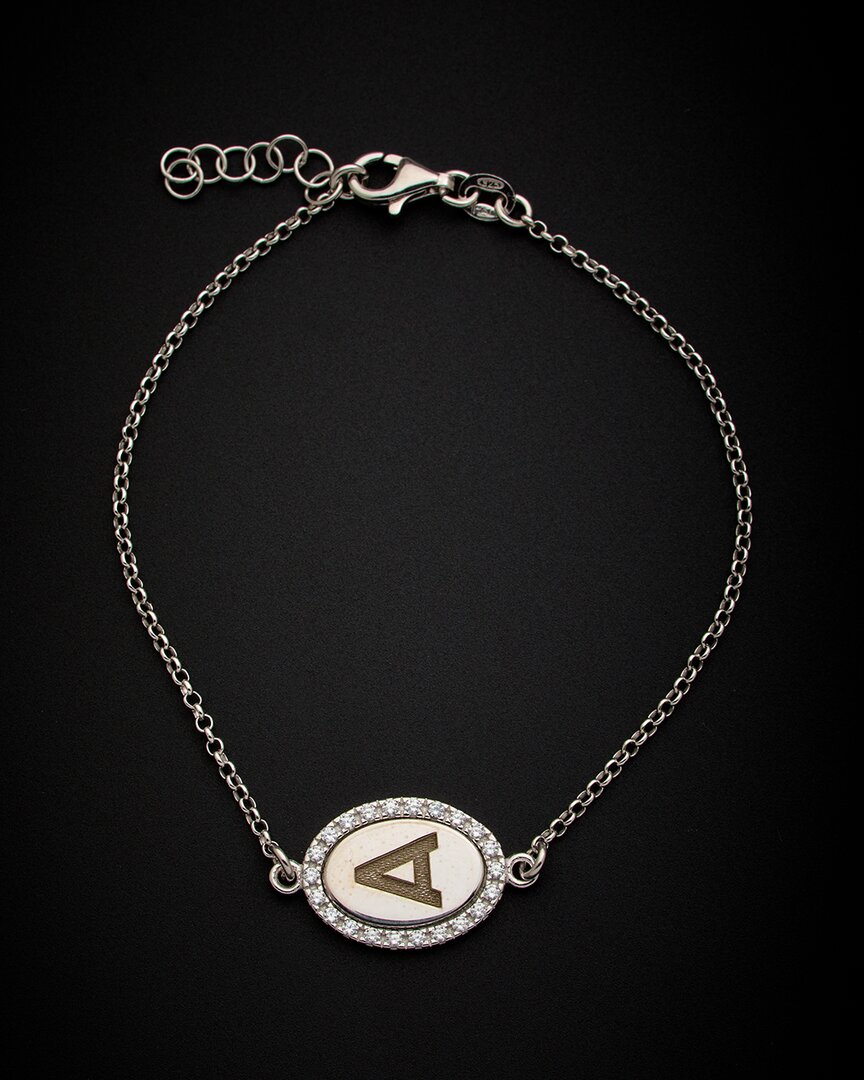 18K Italian Gold Over Silver 0.15 Ct. Tw. Diamond Initial Bracelet