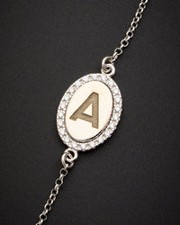 18K Italian Gold Over Silver 0.15 Ct. Tw. Diamond Initial Bracelet