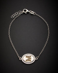 18K Italian Gold Over Silver 0.15 Ct. Tw. Diamond Initial Bracelet