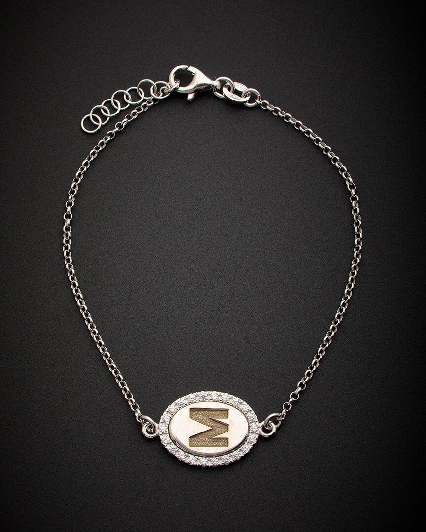 18K Italian Gold Over Silver 0.15 Ct. Tw. Diamond Initial Bracelet