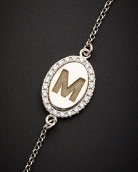 18K Italian Gold Over Silver 0.15 Ct. Tw. Diamond Initial Bracelet