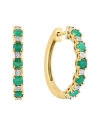 Effy Fine Jewelry 14K Over Silver 0.81 Ct. Tw. Diamond & Emerald Earrings