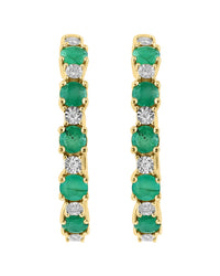 Effy Fine Jewelry 14K Over Silver 0.81 Ct. Tw. Diamond & Emerald Earrings