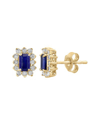 Effy Fine Jewelry 14K Over Silver 0.87 Ct. Tw. Diamond & Sapphire Earrings