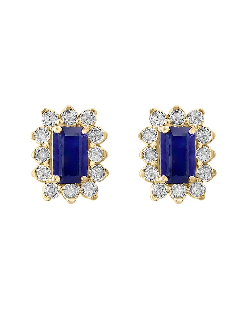 Effy Fine Jewelry 14K Over Silver 0.87 Ct. Tw. Diamond & Sapphire Earrings