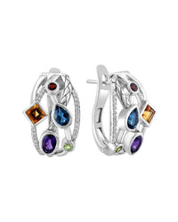 Effy Fine Jewelry Silver 2.83 Ct. Tw. Diamond & Amethyst, London Blue Topaz,