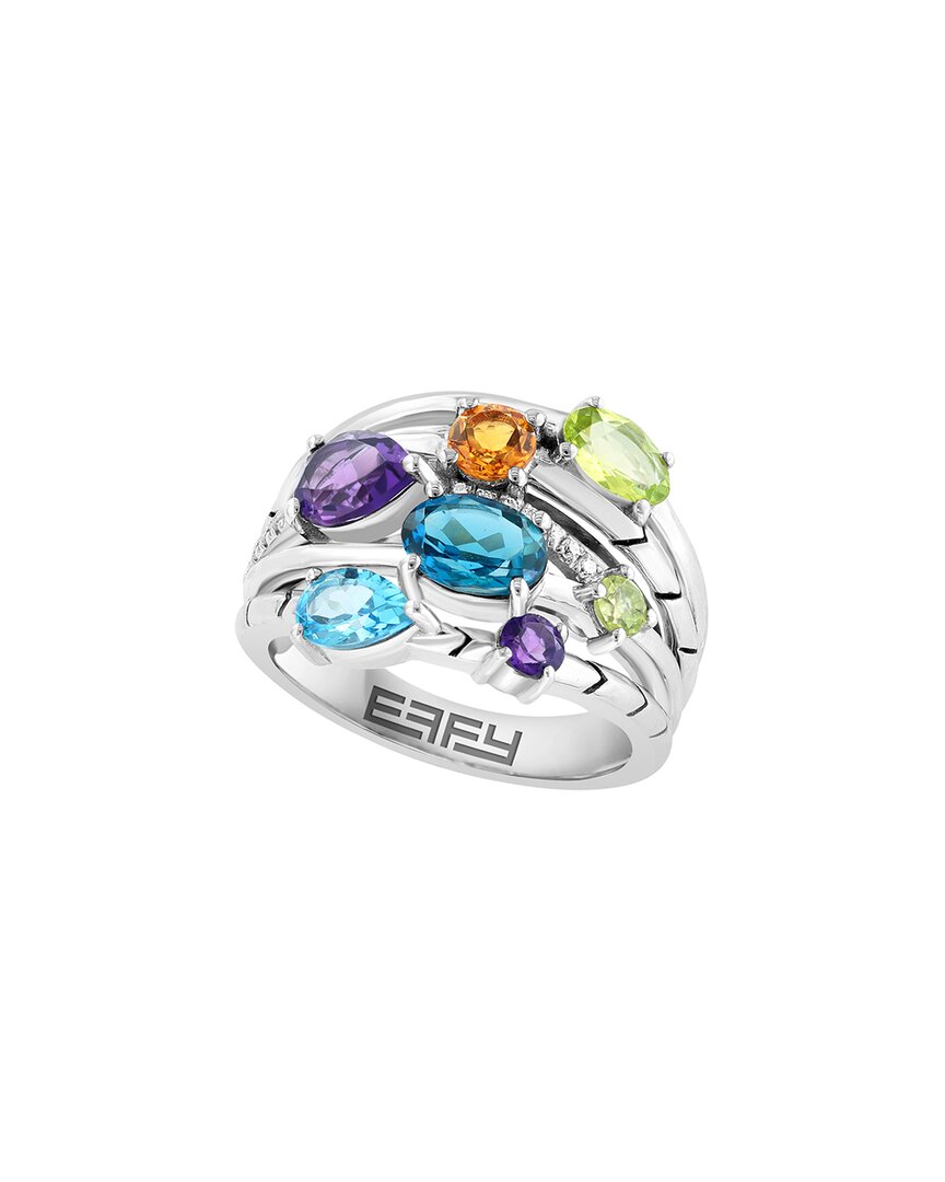 Effy Fine Jewelry Silver 3.06 Ct. Tw. Diamond & Amethyst, Blue Topaz, London