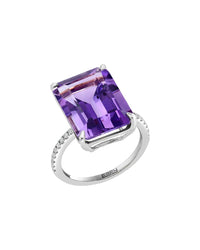 Effy Fine Jewelry Silver 12.50 Ct. Tw. Amethyst, White Sapphire Ring