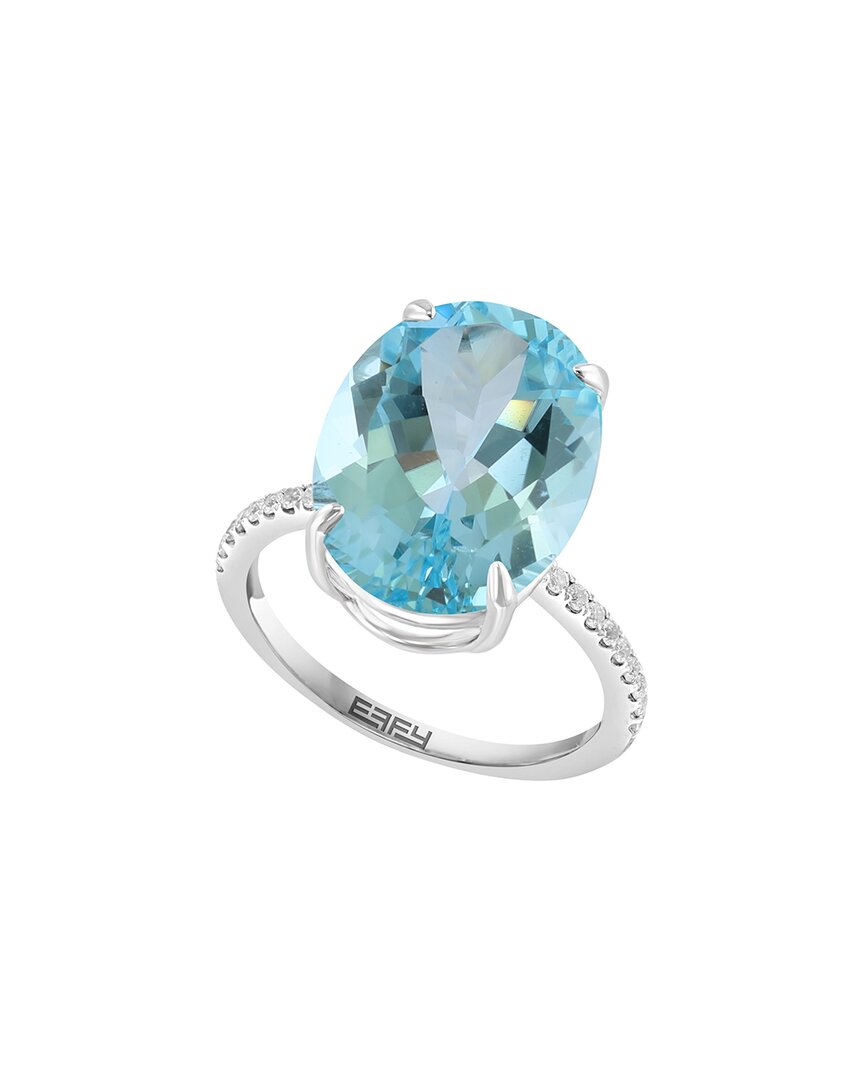 Effy Fine Jewelry Silver 12.00 Ct. Tw. Sky Blue Topaz, White Sapphire Ring